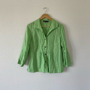 Jones New York green button down blouse